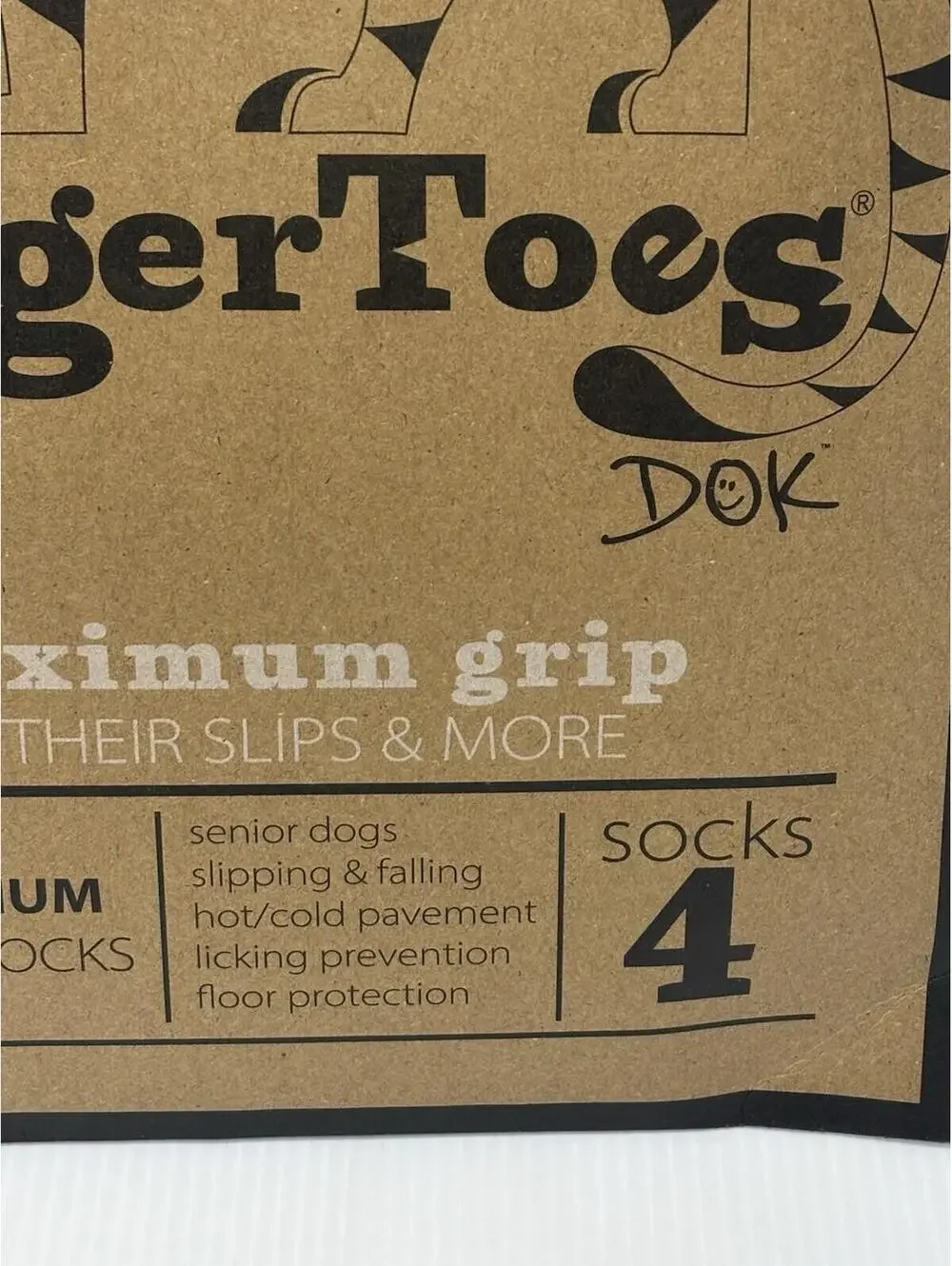 DOK TigerToes Non-Slip Dog Socks 4-Pack Paw Grip Cotton Polyester Hardwood Floor